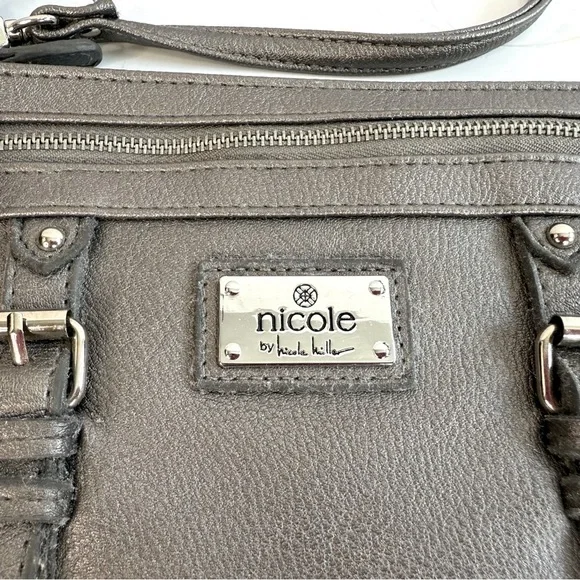 NICOLE MILLER NWT Gunmetal Grey Faux Leather Wristlet Wallet Combo NEW WITH TAGS - Picture 10 of 15